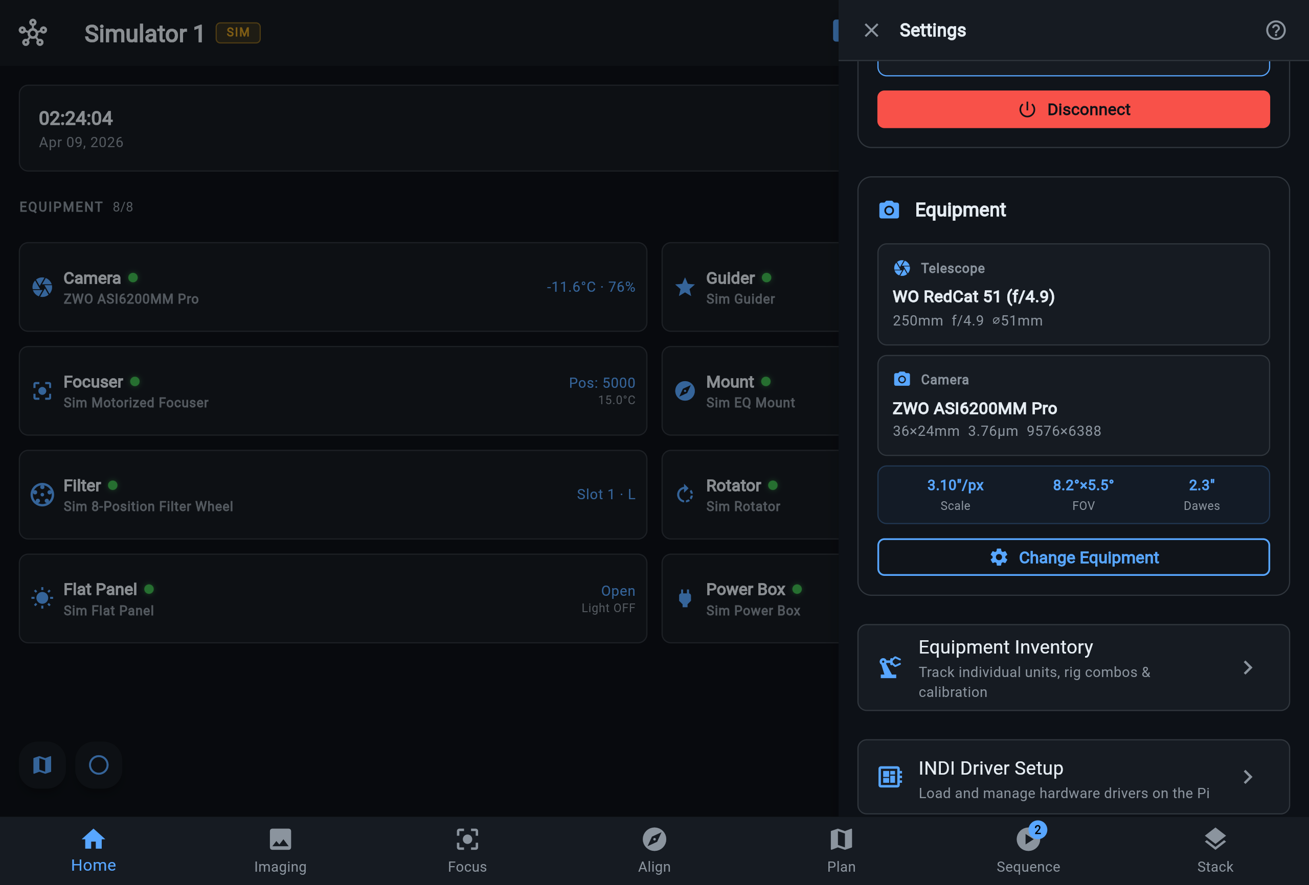 ARIS equipment inventory showing registered devices and rig combos